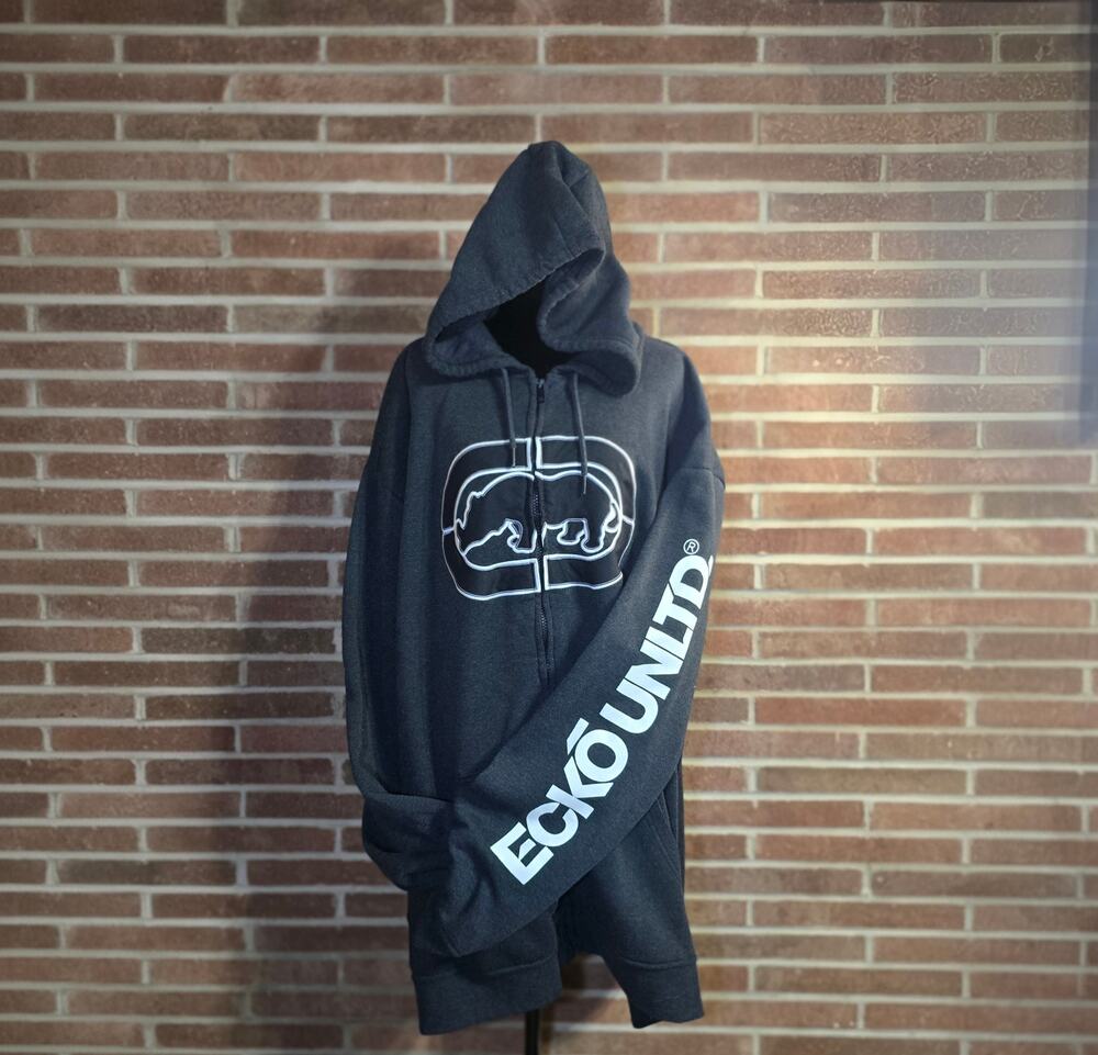 Ecko Unltd Men's 5XL Full Zip Hoodie Charcoal Gray Big & Tall Rhino Graphic